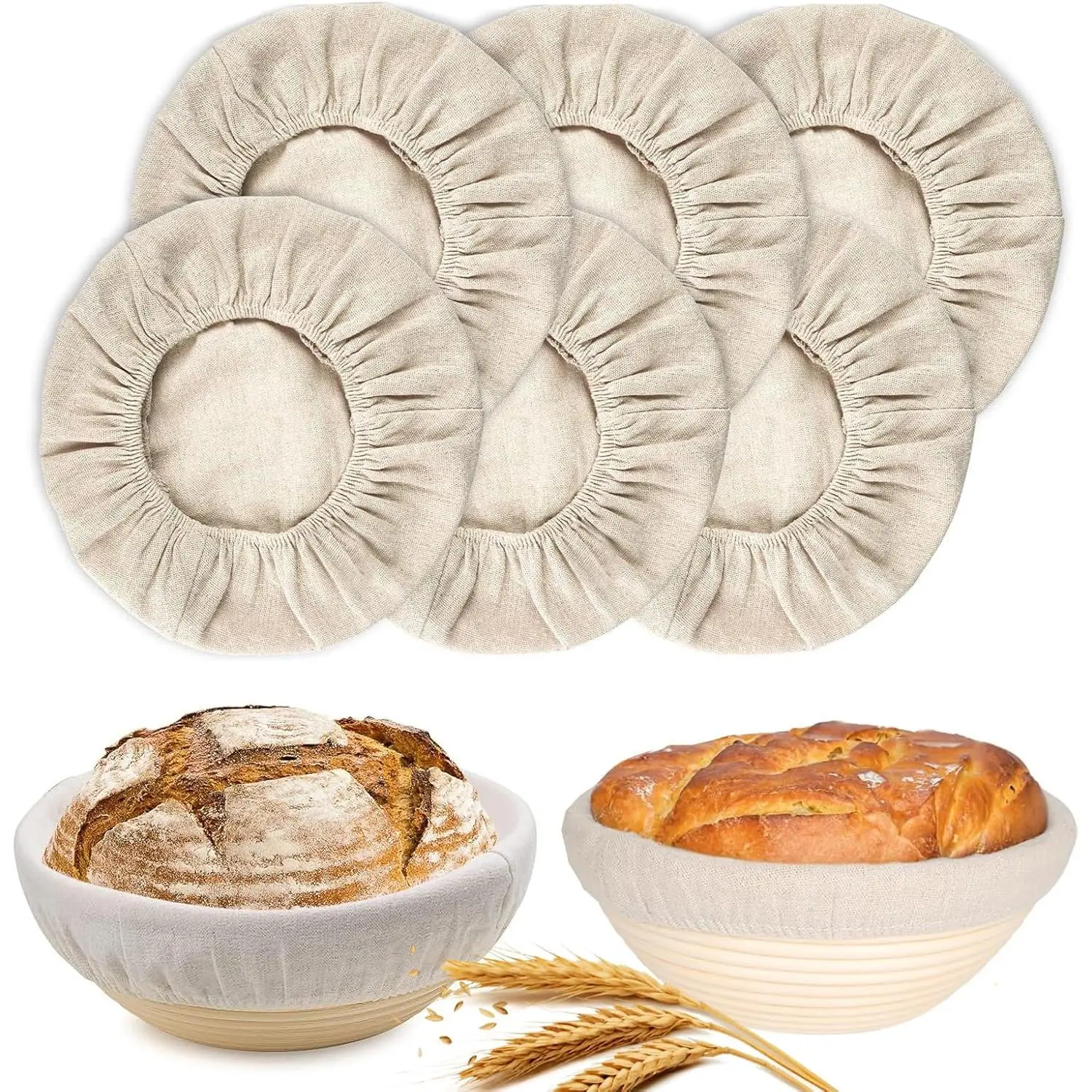 6 Packs Round Bread Proofing Cover for Banneton Basket,9 inches, Rattan Banneton Cloth Liner for Bread Sourdough Proofing Homemade Baking Dough(Basket Not Included)