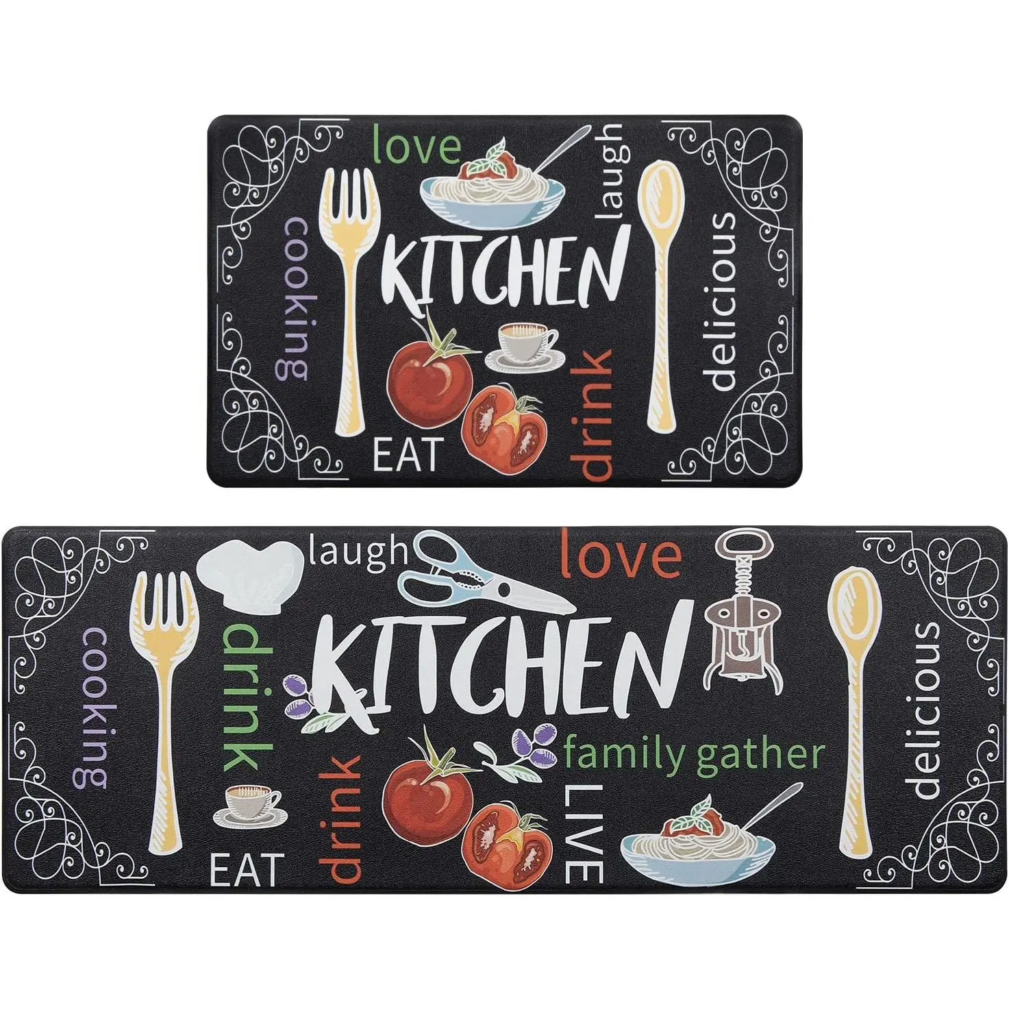 Anti  Kitchen Rug Set of 2 Non Slip Cushioned Kitchen Mats for Floor  Comfort Kitchen Rugs and Mats Farmhouse Chef Mats Floor Carpet for Sink,Laundry Room,Colorful