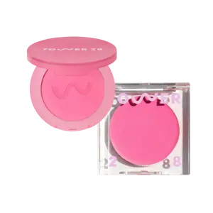 Tower 28 Cheeky Blush Duo Cream and Powder Blush Set, Full-Size BeachPlease and GetSet Powder Blush for Long-Lasting Color, Vegan & Sensitive Skin-Friendly
