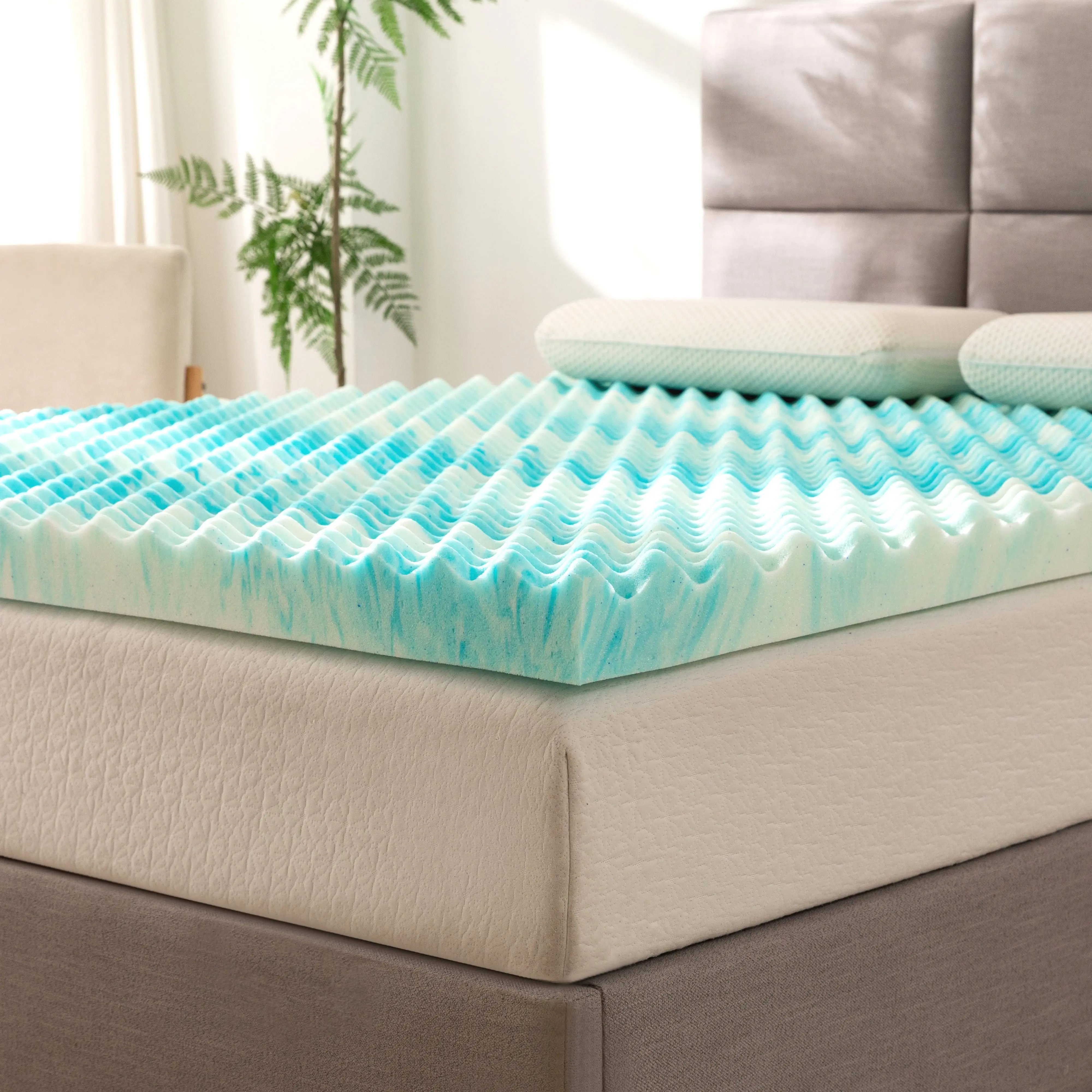 Elegant Comfort Egg Crate Gel Memory Foam Mattress Topper – Cooling CertiPUR-US Certified for Better Sleep