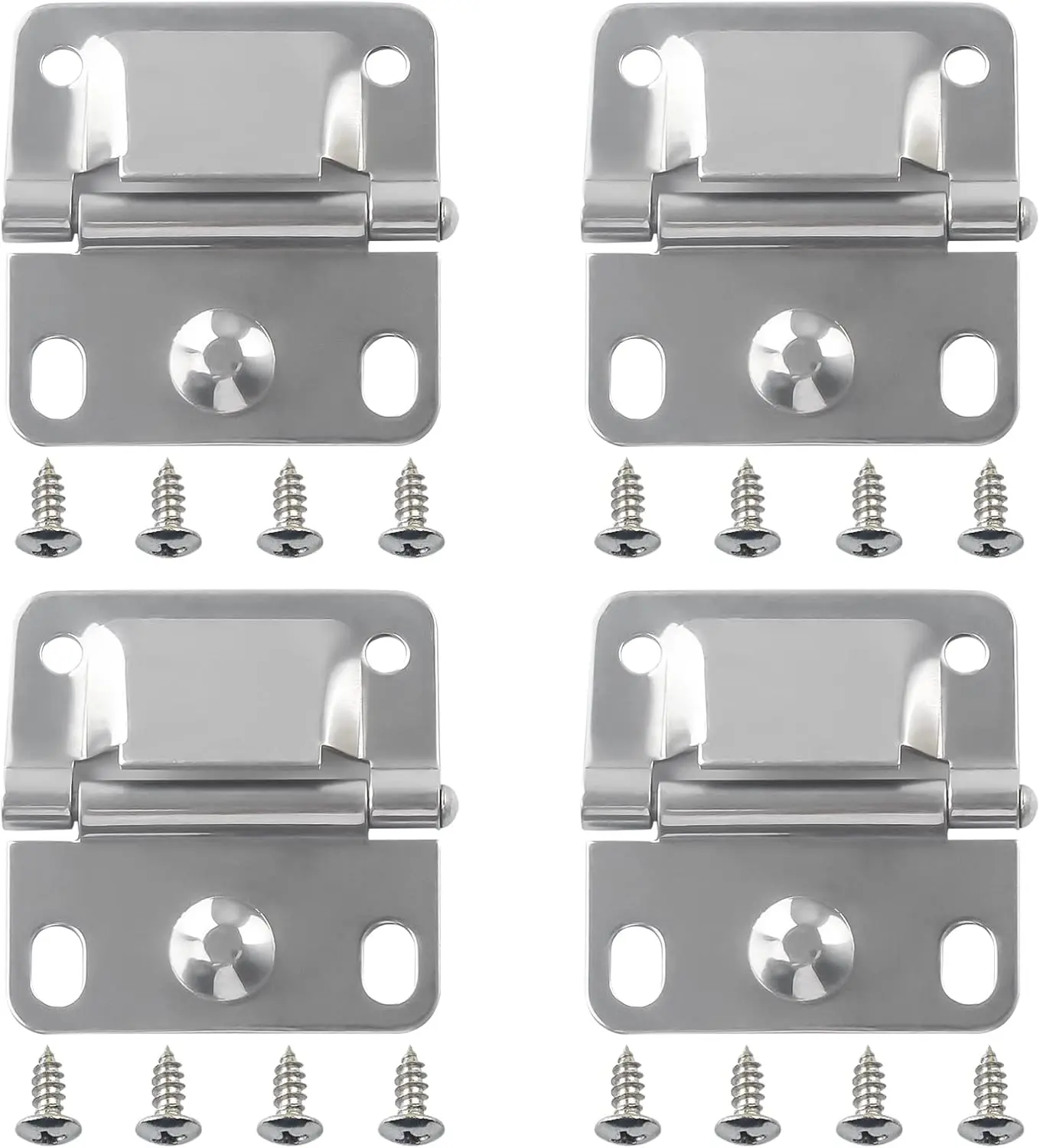 Cooler Door Hinges, Strong Stainless Steel Replacement Parts for Coleman & Igloo Ice Chests - Corrosion-Proof, 2" x 2.125" Kit with 4 Hinges + 16 Screws