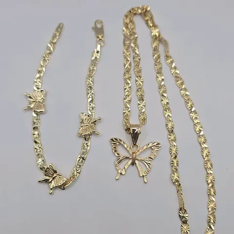 Butterflies set   necklace with bracelet  regular style gold-plated  18"inches 24"inches available fashion design