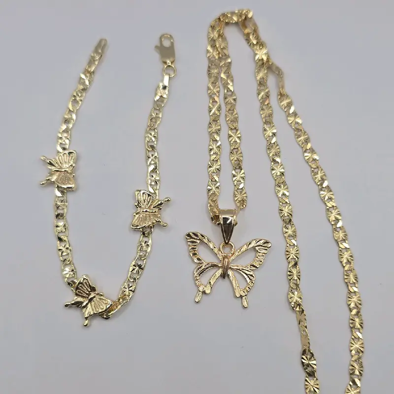 Butterflies set   necklace with bracelet  regular style gold-plated  18"inches 24"inches available fashion design