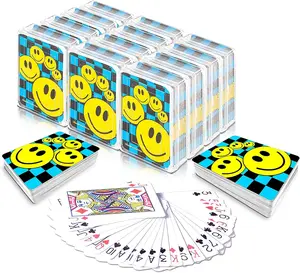 Mini Smile Playing Cards Deck - Pack of 12 - 2.5"es Tall - Blue Checkerboard Background - Poker-Casino Cards - Carnival Prize, Party Favor and Gift Idea for Kids Ages 3+