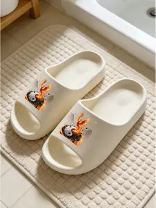 Tai Chi Phoenix Print Thick Sole Sandals, Anti-Slip Bathroom Slippers, Casual Eva Material, All Seasons, Medium Width, Home & Daily Wear