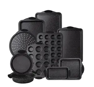 Country Kitchen 10-Piece Nonstick Silicone Cookware Set - Stackable Black Pots and Pans