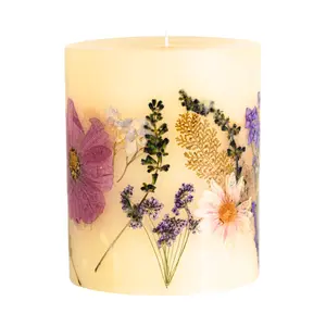 Rosy Rings Round Botanical Candle Roman Lavender - Aromatherapy, Luxury Candles, Long Lasting, Botanical Candles, Candle Gift Sets, Home Decor (Small)