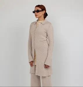 VELA Checkered Knit Cardigan