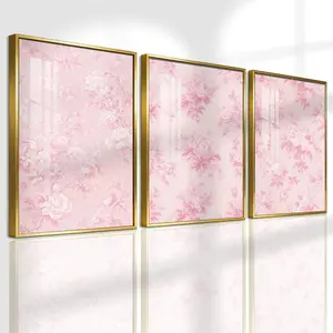 3 Counts Aluminum Alloy Framed Painting, Elegant Pink Peony Floral Art Pictures, Home Decoration For Living Room, Bedroom, Office, Restaurant, Hallway Wall Decor, Odorless Print Artwork, Luxury Perfect Gift For Friends And Family
