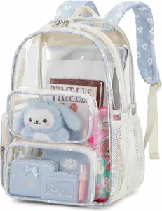 Clear Backpack Heavy Duty Transparent Backpack 17" See Through Bookbag for College Work Festival Security with Padded Strap Large Capacity