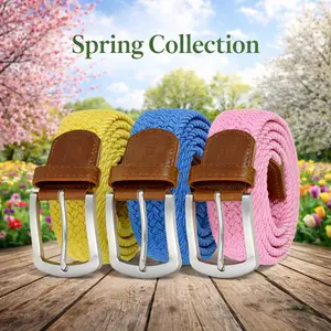 East/18 Men's Perfect Fit Woven Stretch Golf Belt, "Spring" 3-Pack