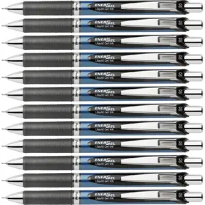 Pentel BLN75ABX Gel Pen,Retract/Refillable,Needle Tip,0.5mm,12/BX,BK Ink