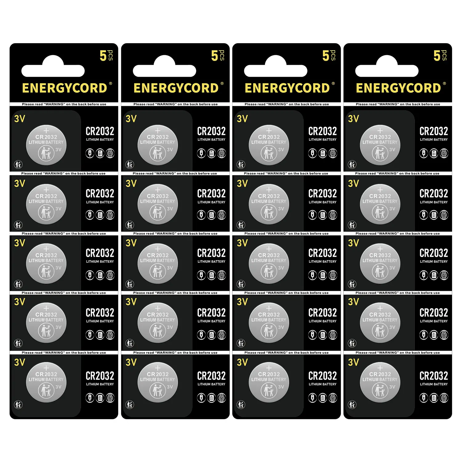 ENERGYCORD High Capacity CR2032 Battery (20-Pack) 3V Lithium Batteries, Leak-Free, Long Lasting Cr 2032