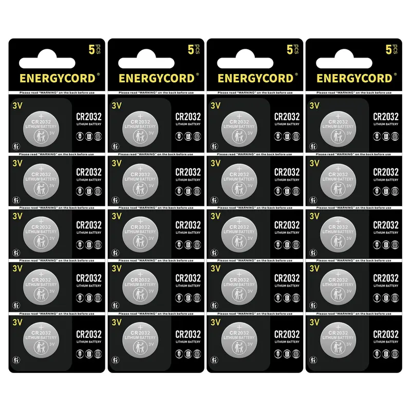 ENERGYCORD 20pcs CR2032 Lithium Button Batteries - 3V, High Density, Airtight, Leak-Proof, Energy Efficient, Dual Crimps, Long-Lasting CR2032 Cells for Watches, Calculators (Electronics Accessories Replacement), 20Pcs Cr2032 Batteries
