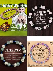 4PCS Natural Crystal Beaded Bracelet Set, Vintage Multicolor Stackable Bohemian Design, Elegant for Parties & Daily Wear, Ideal Graduation & Thoughtful Gift for Her