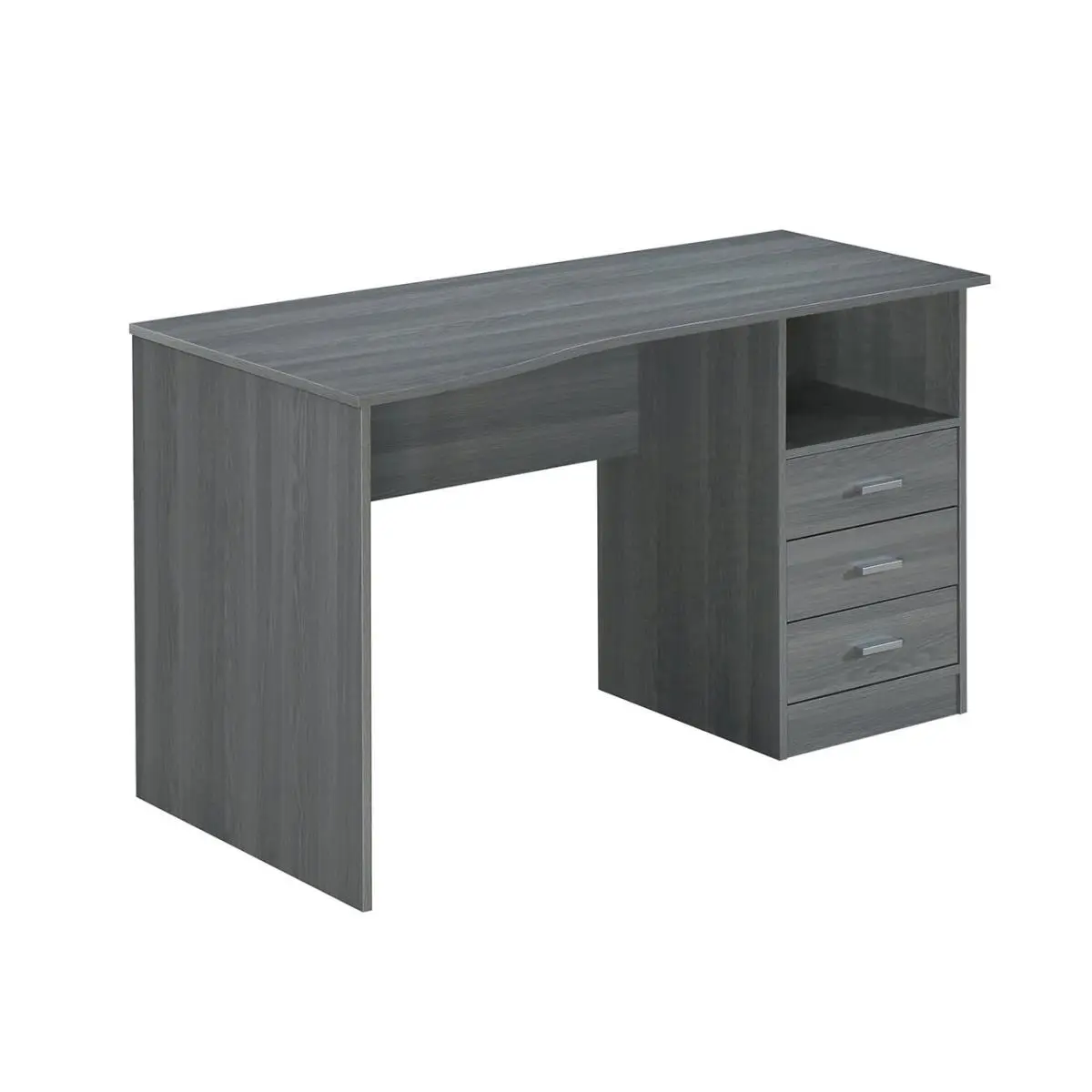 212 MAIN Classic Commercial Office Writing Desk - Contoured Top, Laminate Surface, Multiple Drawers, Expansive Shape, Grey