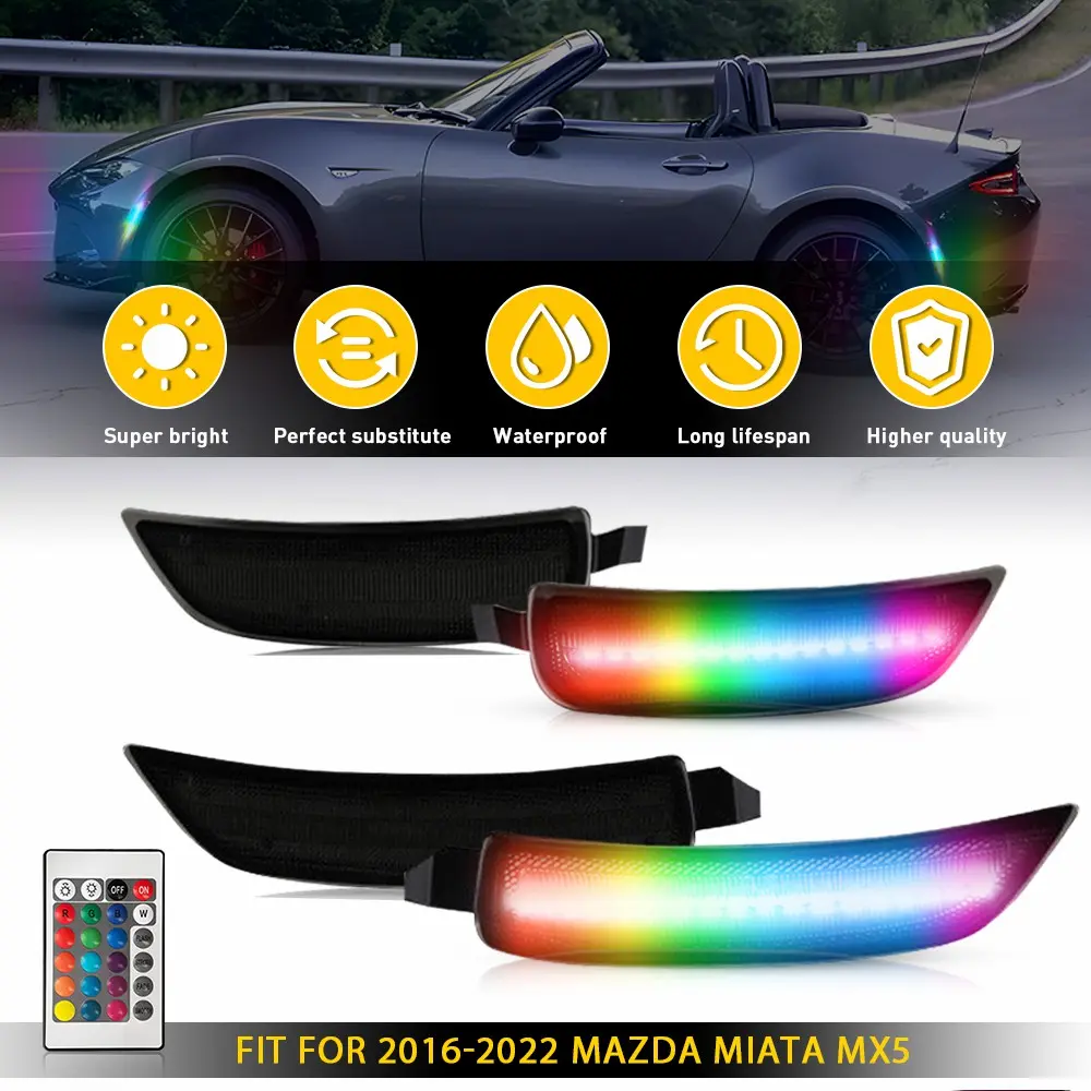 Fit Mazda MX-5 Miata 16-22 RGB Front Rear LED Side Marker Light NA1J-51-5E0B 4*