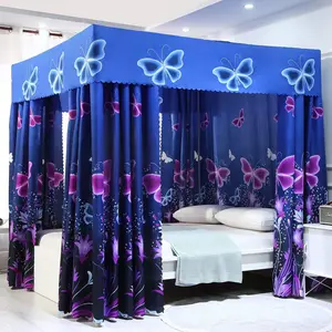 Four Corner Post Bed Net for Girls Adults Kids (Queen, Blue)