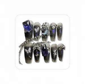X70 Pure hand-worn Nail Ice Transparent Quality Premium Summer Ice Crystal White removable press on nail Nail Art Sheet Rhinestone