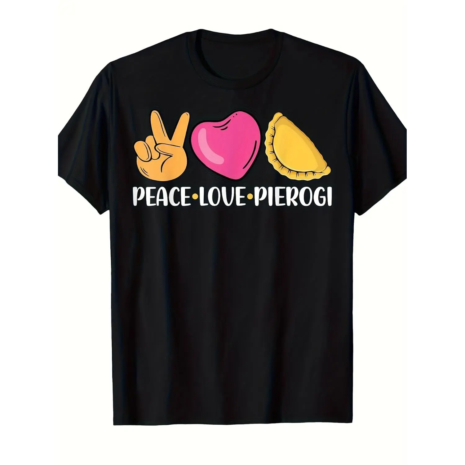 Peace Love And Pierogi Polska Polish Pierogis Lover Gift T-Shirt Unisex Summer Short Sleeve Cotton Casual Vintage Graphic Breathable Lightweight
