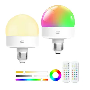 Rechargeable Light Bulb with Remote Control, 2 Counts E26/E27 Color Changing Light Bulb, Wireless Light Bulb for Home Decor, Home Accessories