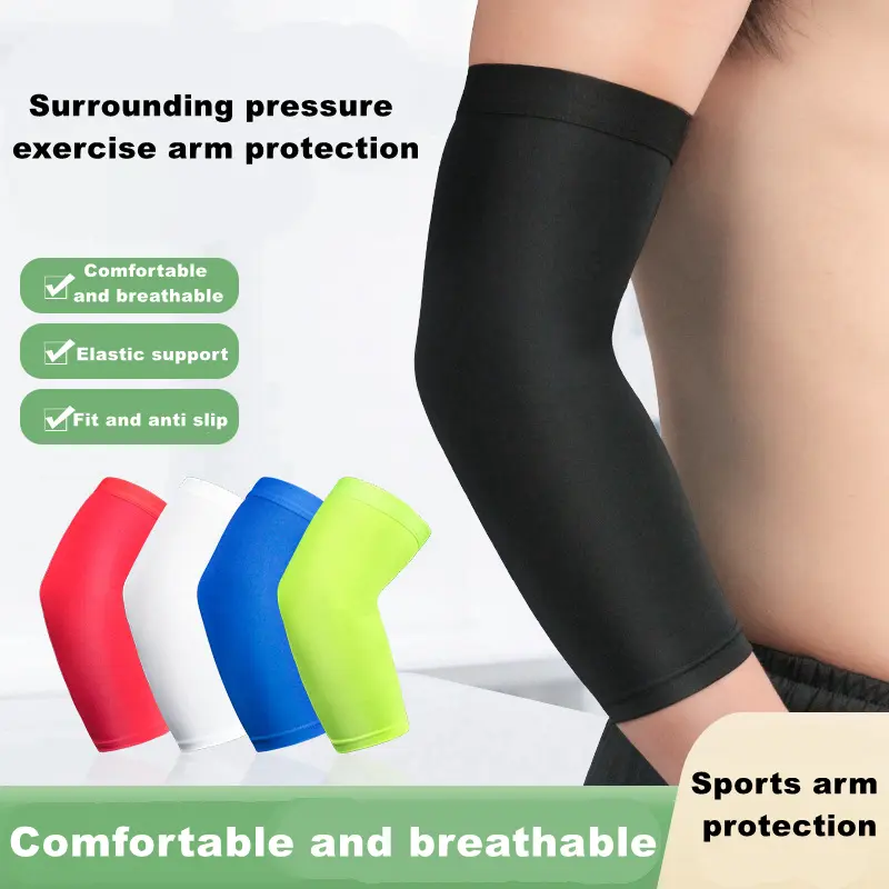2-Pack Elastic Compression Elbow Sleeves – Breathable Sports Support for Gym, Weightlifting & Running, 5 Solid Colors Available