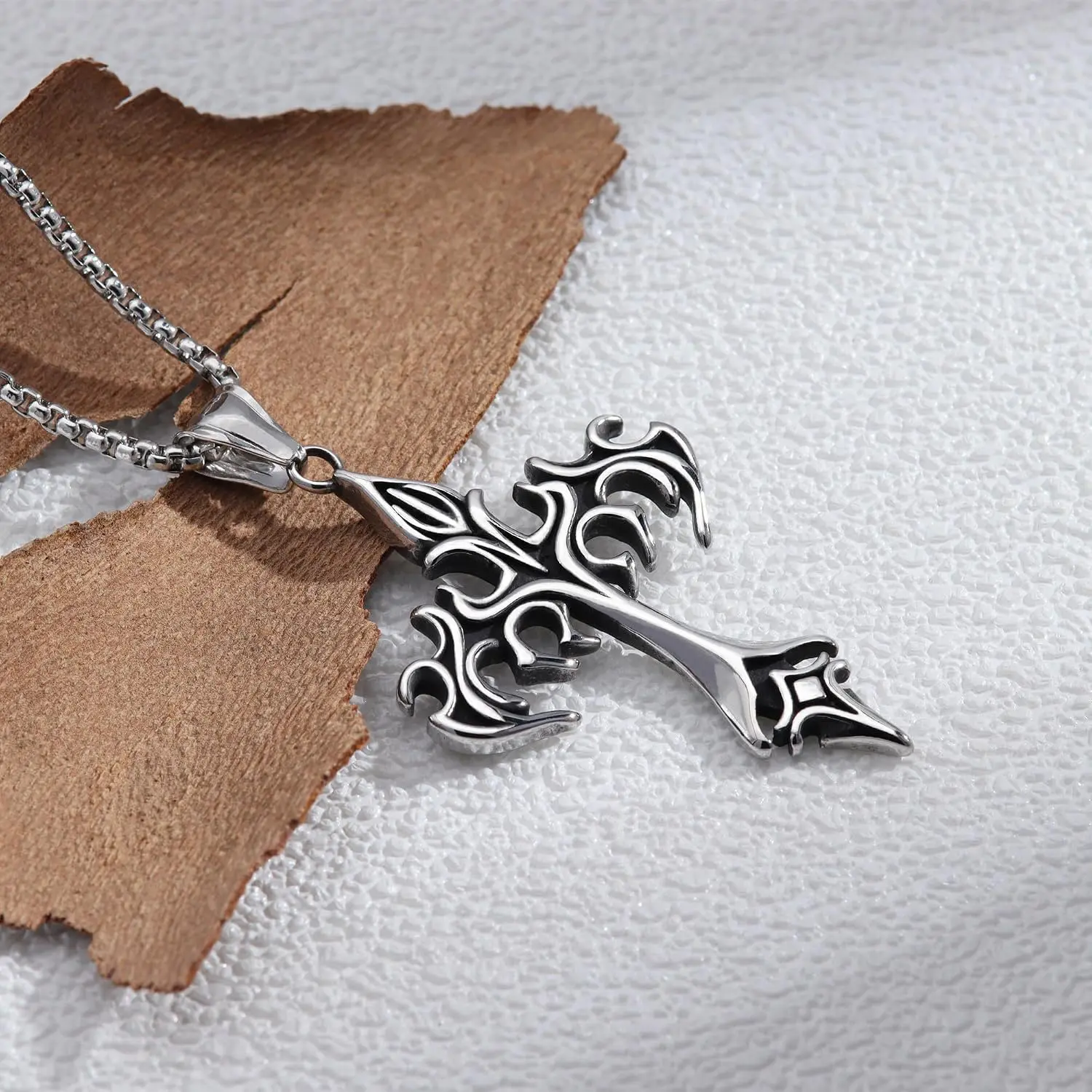 Cross Necklace for Men, Cross Chain Stainless Steel Pendant for Women Goth Necklace Gothic Christian Jewelry Gift