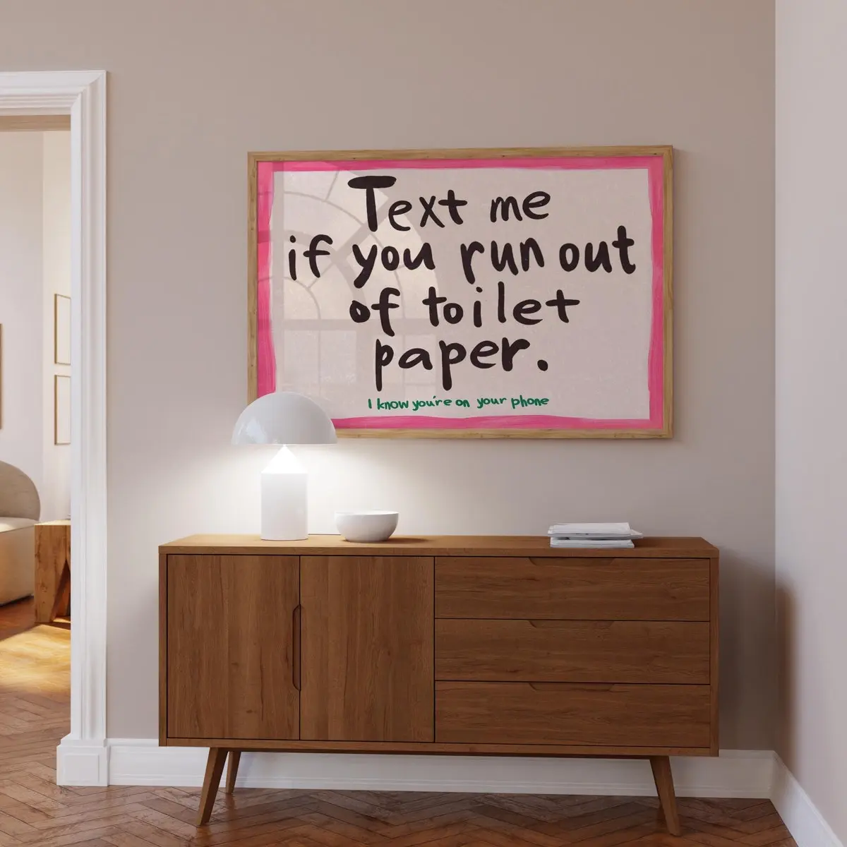 Funny Bathroom Print, Kitsch Aesthetic Art, Pink Wall Art, Trendy Typography Poster, Dopamine Decor, Bathroom Wall Decor, Humorous Posters, Room Decor, Unframed