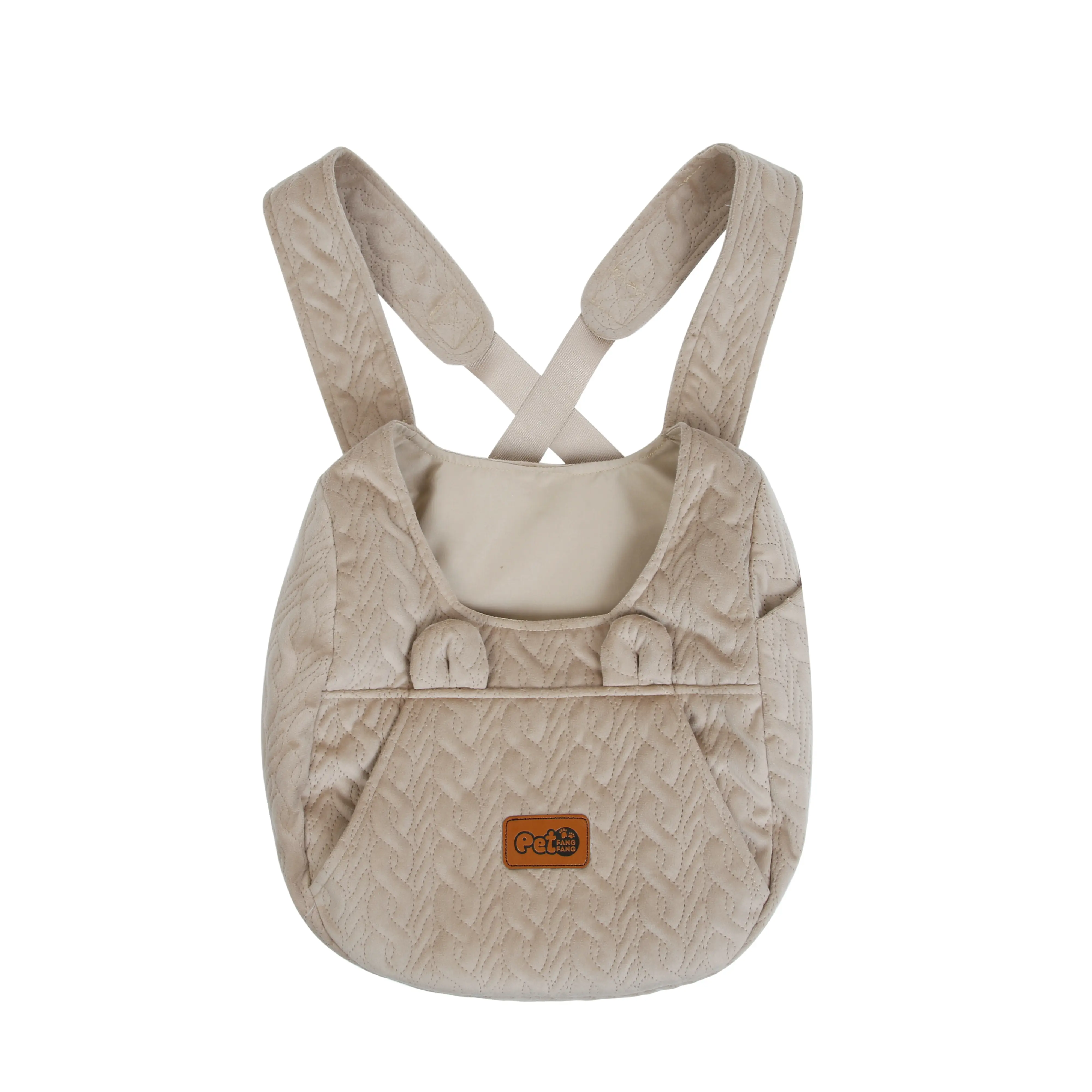 Quilted Pet Carrier Backpack - Khaki, Outdoor Animal Carrier, Front Hidden Storage, Breathable, Adjustable Strap, Hands-Free Carry, All Seasons, Suitable for Small/Medium Dogs/Cats, Walks