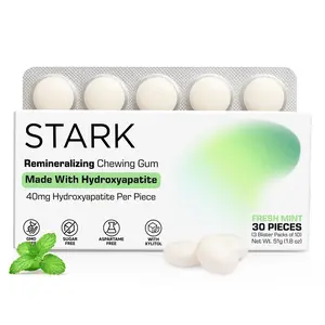 STARK LABS - Remineralizing Refreshing Chewing Gum | Hydroxyapatite & Xylitol | Sugar Free Aspartame Free - Mint Flavor Gum | Oral Care Gum - Enamel Support & Fresh Breath | Smooth Chew Natural Gum | Daily Use & Travel Friendly | 30 Pieces