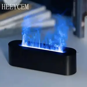 Simulated flame humidifier USB seven-color atmosphere light Large fog volume switchable mode Timing, home office fragrance diffusion and hydration, home decoration holiday gift