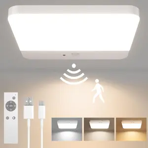 New Rechargeable Motion Sensor Ceiling Light with Remote - Magnetic Wireless Ceiling Light Battery Powered for Closet Shower Stairs Shed Hallway Porch Patio ect,Suitable for various scenarios, easy to install. night light