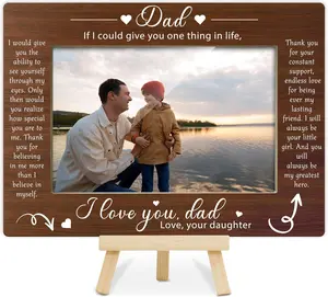 Dad Gifts, Daddy & Daughter Picture Frame 4X6, Best Dad Ever Gifts, If I Could Give You One Thing In Life Photo Frame, Wood Desk Decor