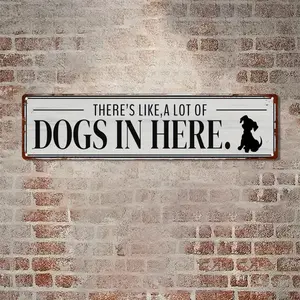 1PC Vintage "There Are Many Dogs Here" Metal Tin Sign, Street Style Decoration, Home Decor, Room Wall Decor, Restaurant Decor, Bar Decor, Coffee Shop Decor, Garage Decor, Farmhouse Decor 10.16 * 40.64cm , Perfect Thanksgiving Gift