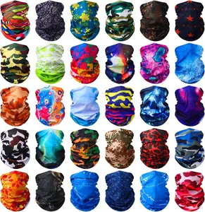 30 Pcs Unisex Adjustable Wrap-Style Neck Gaiters - Elastic Snug Fit Scarf, Headband, Sweat-Absorbing Bandana for Sports, Yoga