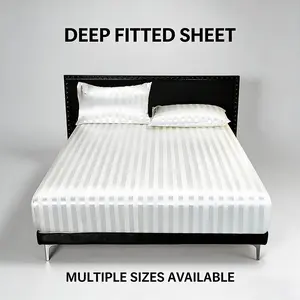 Luxury Striped Satin Bedding Set, Full Size Deep Pocket Design, Breathable Cool Fabric, Anti-Wrinkle Durable, Multiple Colors Available