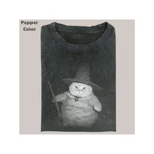 Wizard Cat Vintage Tee, Cat T-Shirt, Meme Cringe Funny Dumb Shirts, Unisex Movie Shirt Menswear Womenswear Streetwear