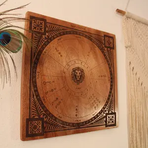 Custom Engraved Wooden Astrology Chart + Digital Report, Personalized Astrology Gift Wall Decor, Zodiac Signs Wall Art, Natal Chart Reading, Gift Idea for Friend, Family - Birthday, Anniversary