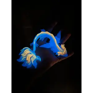 Coral and Blue Glow Dragon Fae Dragon Glow in the Dark Dice Guardian Drake Dragon TTRPG Dice Buddy D20 Dice Goblin Cute Dragon for Her Nerd