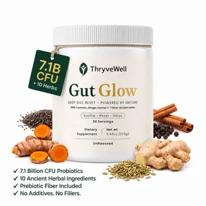 Gut Glow  Daily Gut Health Powder Bloat Relief + Digestion Support Herbal Prebiotic & Probiotic Blend 30 Servings 10+ Natural Ingredients Unflavored