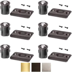 6 Pack Premium Quality Oil Rubbed Bronze Door Drive-in Ball Catch with Strike Plate