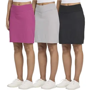 Real Essentials 3 Pack: Women's 20" Golf Skirts Knee Length Skorts Athletic Long Active Casual Pockets (Available in Plus)