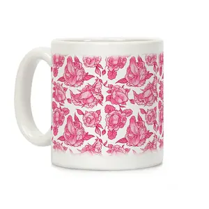 [Sale Up to 60% ] Floral Penis Pink Coffee Mug,  11 oz or 15 oz Ceramic Drinkware with Large Handles, Printed in the USA