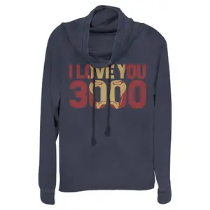 Juniors Womens Marvel Iron Man Forever Love 3000 Cowl Neck Sweatshirt