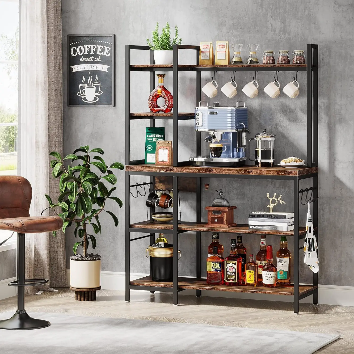 Tribesigns Kitchen Bakers Rack, Microwave Oven Stand with Storage, Freestanding Kitchen Storage Shelf Organizer Household Set