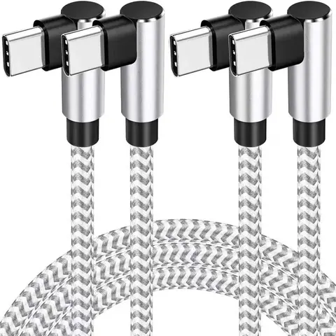 APFEN 2-Pack 10ft Type C Cables, 60W High-Speed 90-Degree Nylon Braided Universal Mobile Cables for iPhone 17/16/15, Samsung Galaxy S25-S20, Cellphone Charging Accessory
