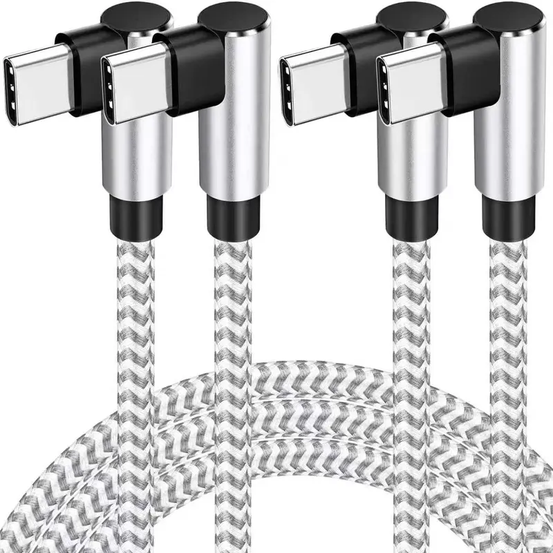 APFEN 2-Pack 10ft Type C Cables, 60W High-Speed 90-Degree Nylon Braided Universal Mobile Cables for iPhone 17/16/15, Samsung Galaxy S25-S20, Cellphone Charging Accessory