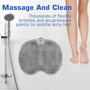 Silicone Shower Foot Scrubber Mat,Back & Feet Cleaning Pad,Shower Massage Soft Bristles Exfoliating Scrubber,Wall Mounted Slip Suction Cups for Use,Bathroom Bathing Accessories