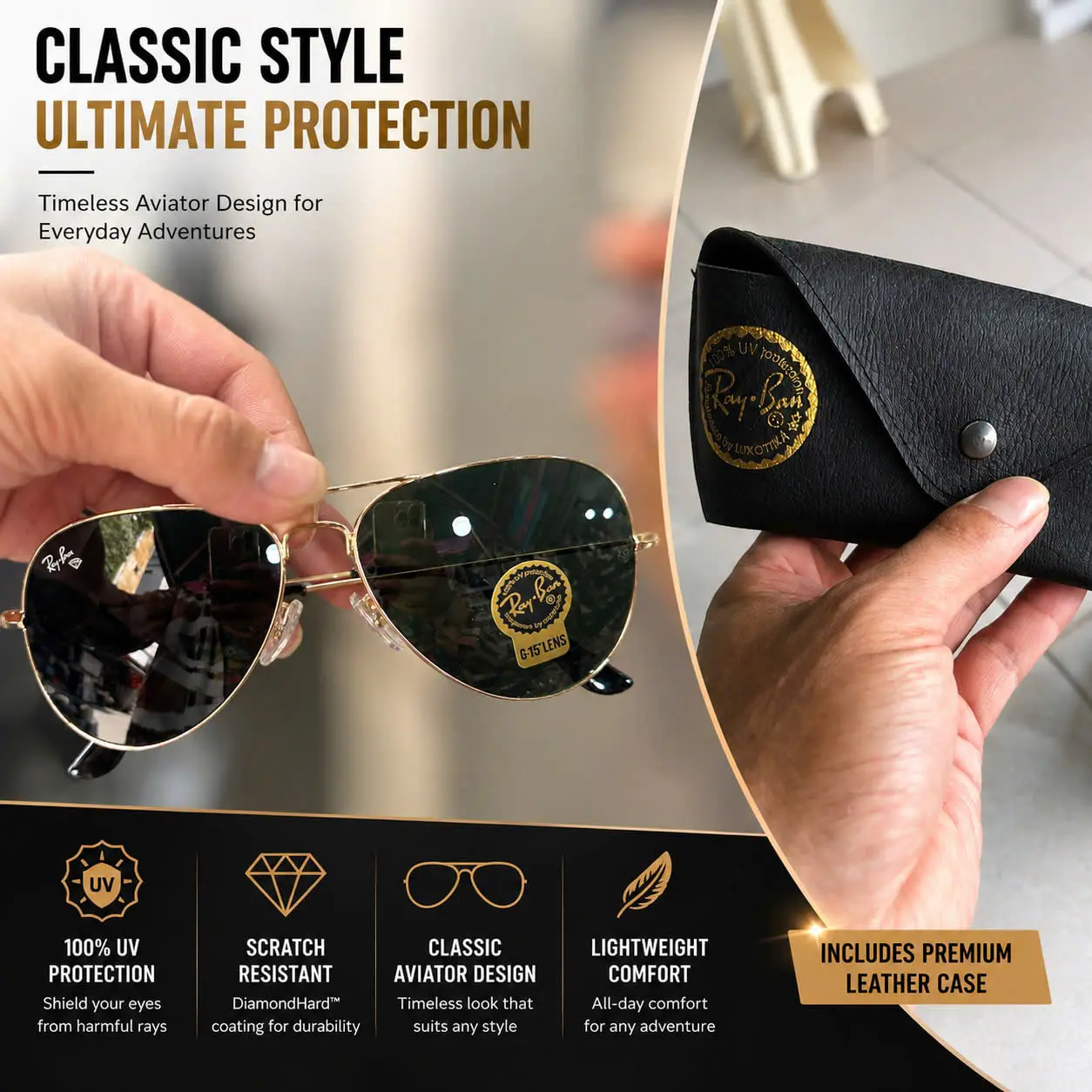 Ray-Ban Black Square Sunglasses – UV Protection Eyewear for Men & Women Ray-Ban Black Square Sunglasses – UV Protection Eyewear for Men & Women