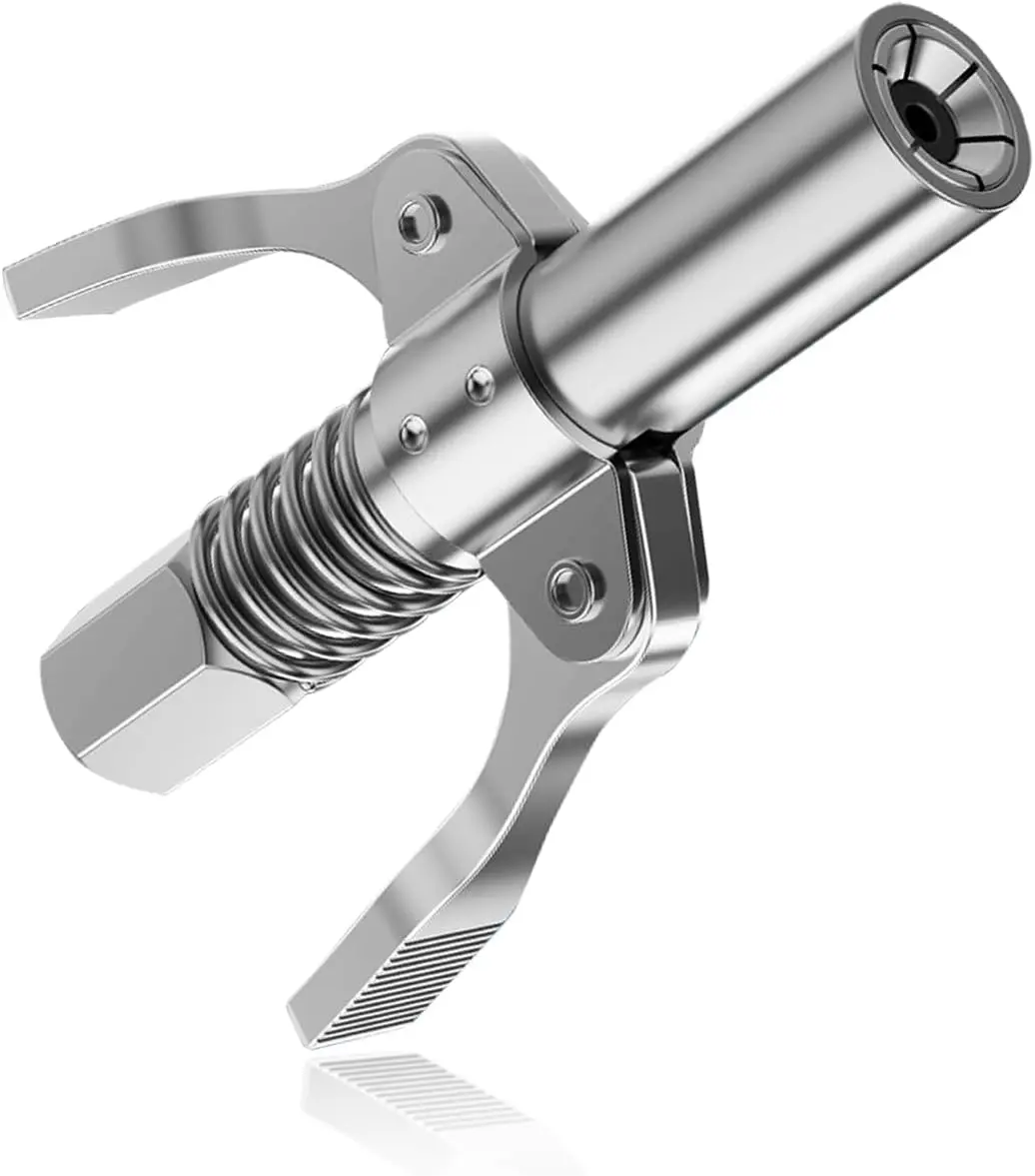 Ziciner Grease Gun Coupler - Double-Handle Quick-Lock Release Tip, 6 Thickened Jaws, 12000 PSI High-Pressure Fitting Compatible with All Grease Guns (1 PC)